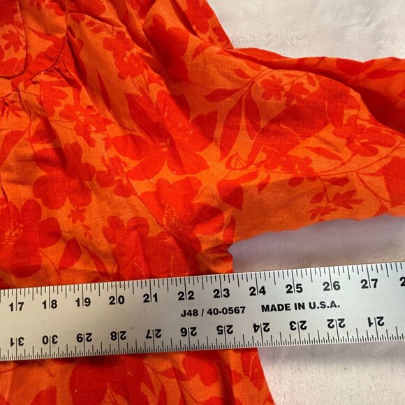 Charter Club Luxury Womens Orange Floral Linen-Blend Button-Front Blouse XL NWOT - Picture 6 of 9
